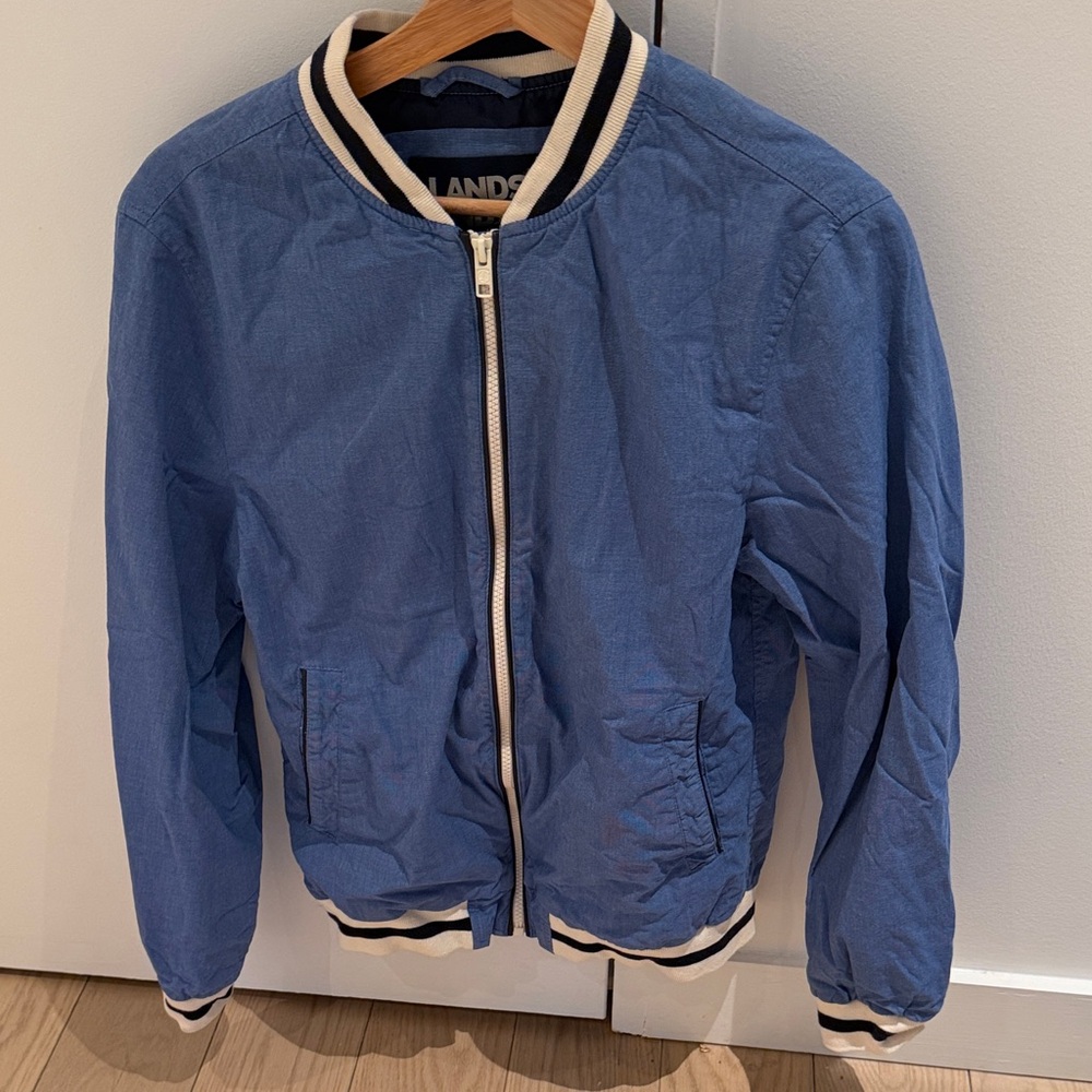 Lands' End Men's Blue Varsity Jacket